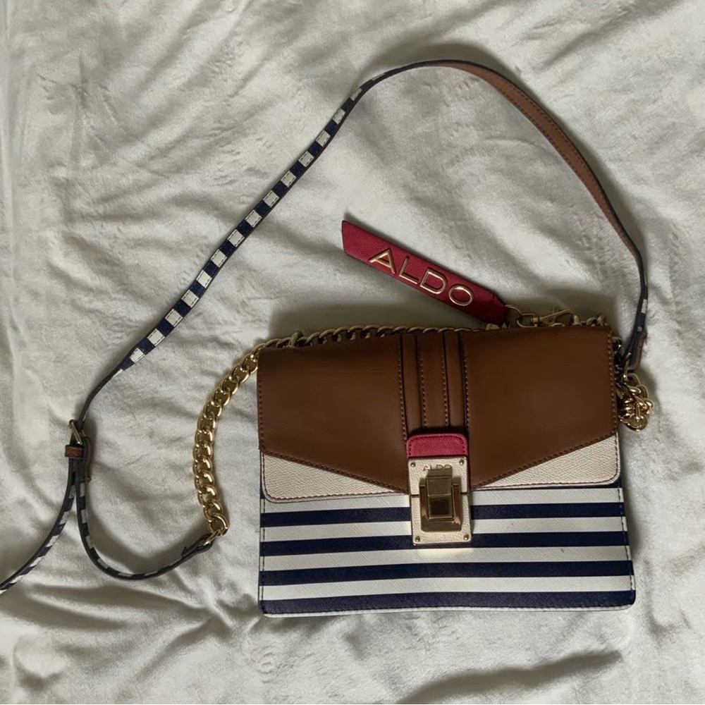 Aldo Nautical Brown and Blue Crossbody Bag
